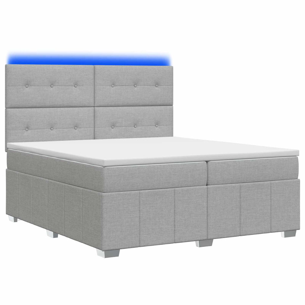 vidaXL Łóżko z box spring LED z materacem jasnoszary 200 x 200 cm