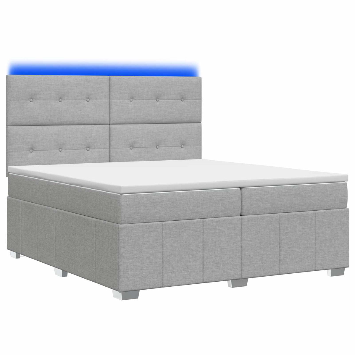 vidaXL Łóżko z box spring LED z materacem jasnoszary 200 x 200 cm