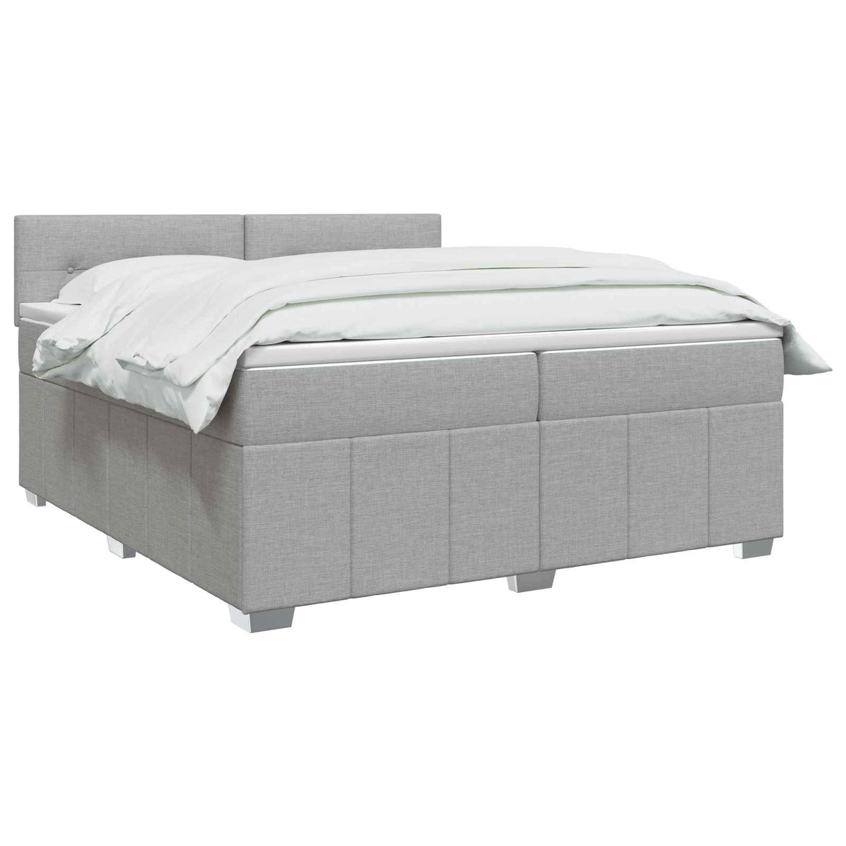 vidaXL Łóżko z box spring LED z materacem jasnoszary 200 x 200 cm