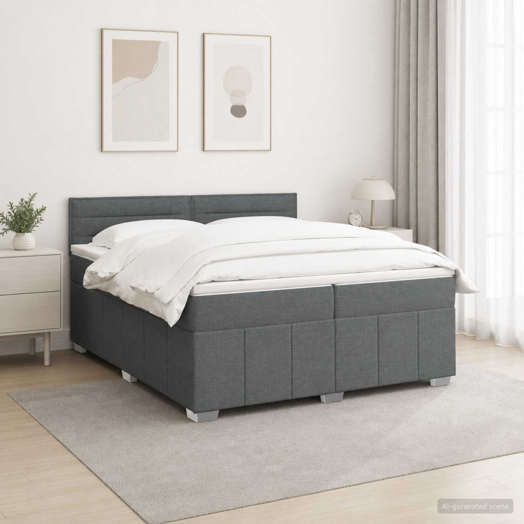 vidaXL Łóżko z box spring LED z materacem ciemnoszary 200 x 200 cm