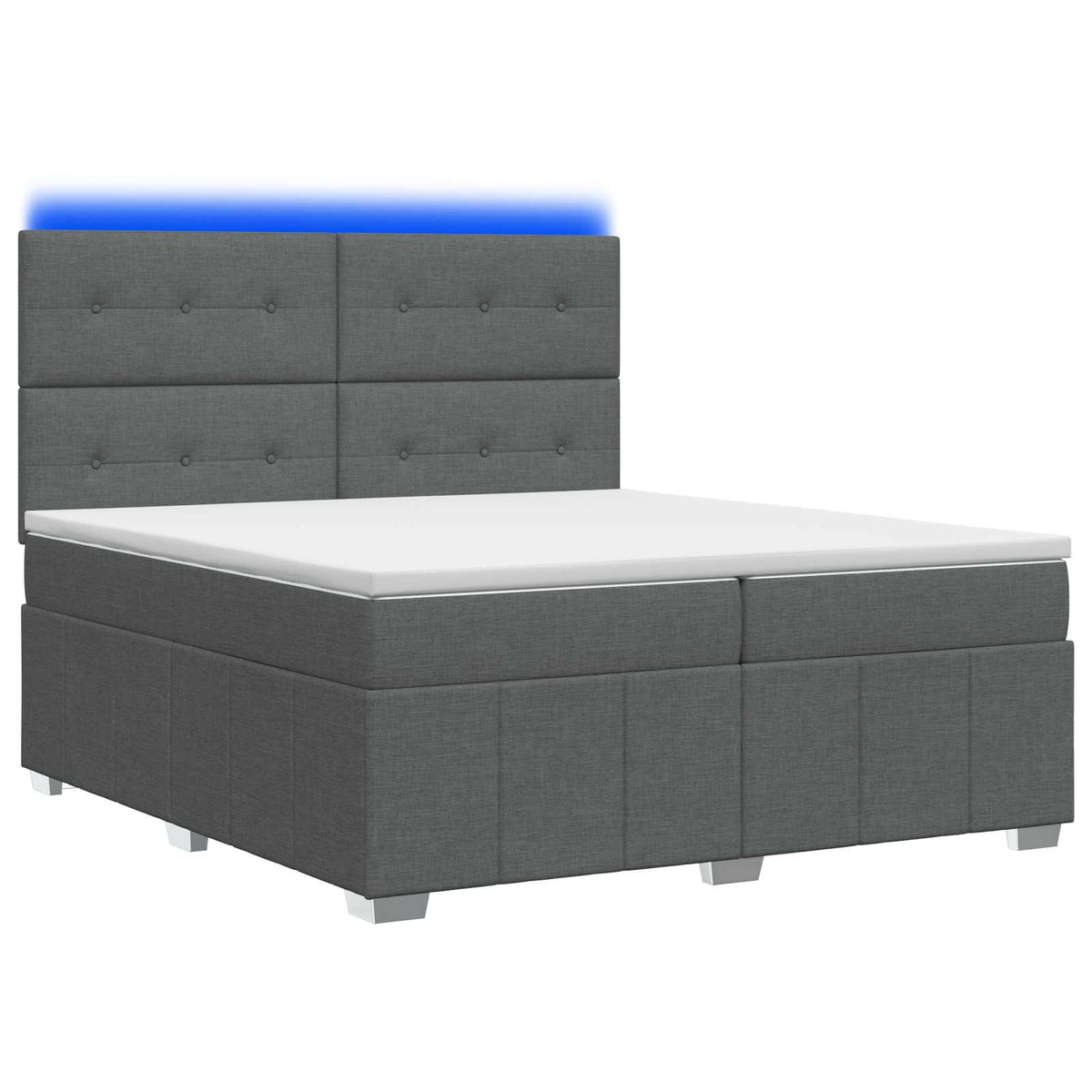 vidaXL Łóżko z box spring LED z materacem ciemnoszary 200 x 200 cm