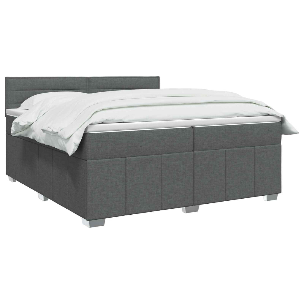 vidaXL Łóżko z box spring LED z materacem ciemnoszary 200 x 200 cm