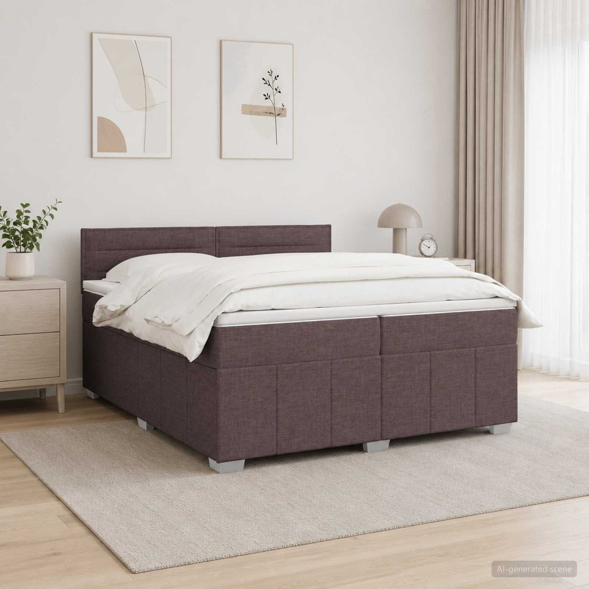 vidaXL Łóżko z box spring LED z materacem Ciemny brąz 200 x 200 cm