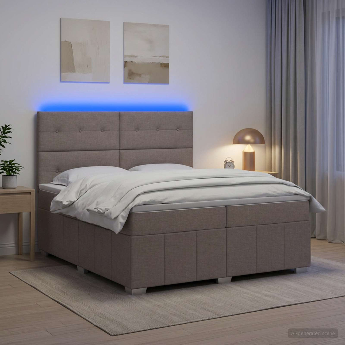vidaXL Łóżko z box spring LED z materacem Ciemnoszary 200 x 200 cm