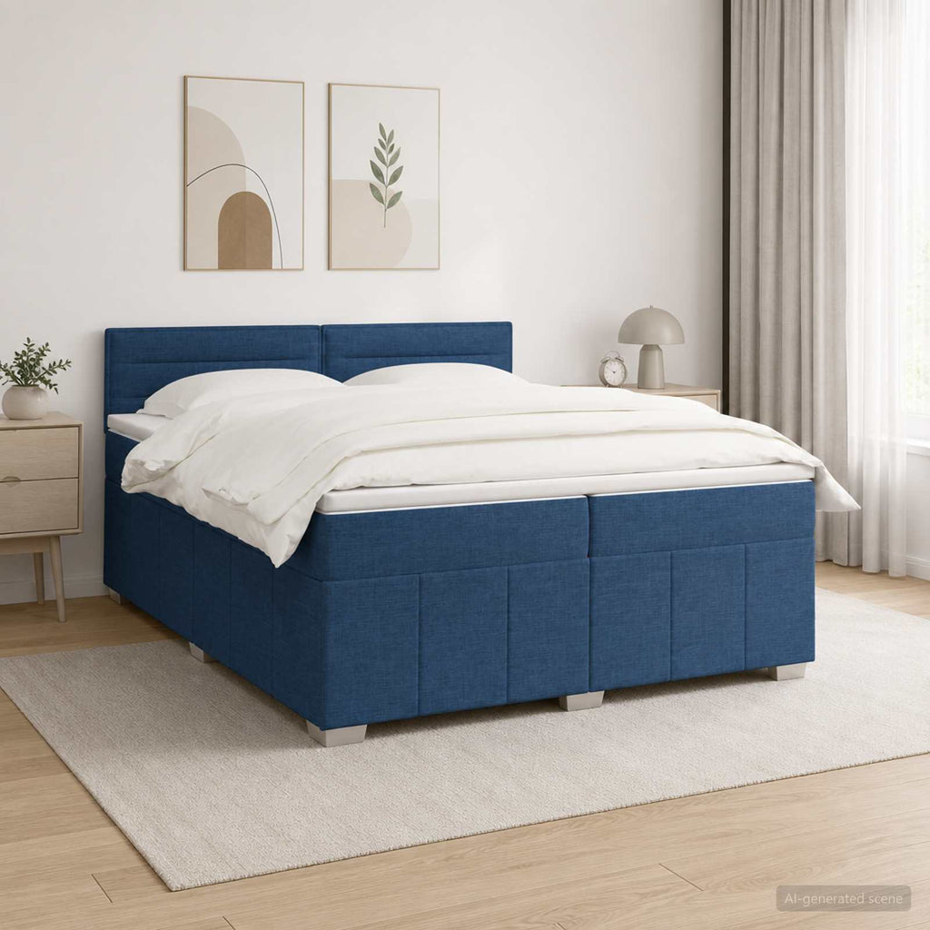 vidaXL Łóżko z box spring LED z materacem niebieski 200 x 200 cm