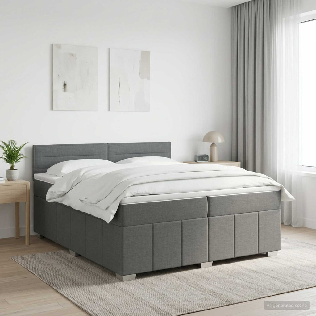 vidaXL Łóżko z box spring LED z materacem ciemnoszary 200 x 200 cm