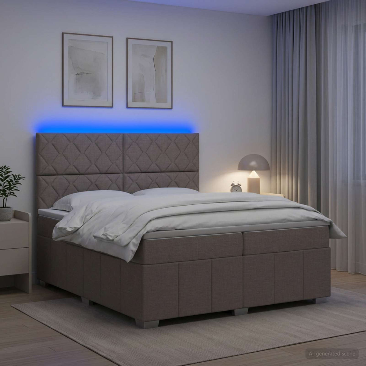 vidaXL Łóżko z box spring LED z materacem Ciemnoszary 200 x 200 cm