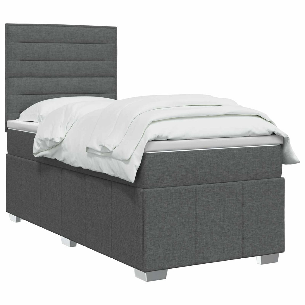 vidaXL Łóżko z box spring LED z materacem ciemnoszary 90 x 190 cm