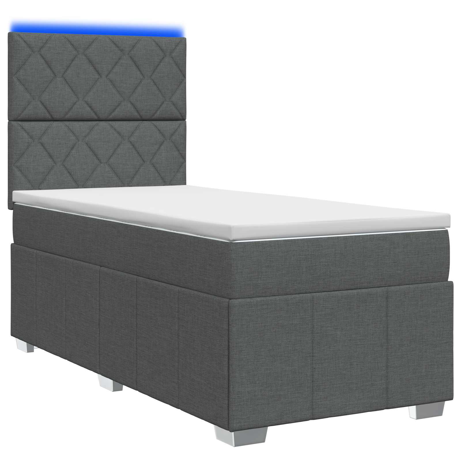 vidaXL Łóżko z box spring LED z materacem ciemnoszary 90 x 190 cm