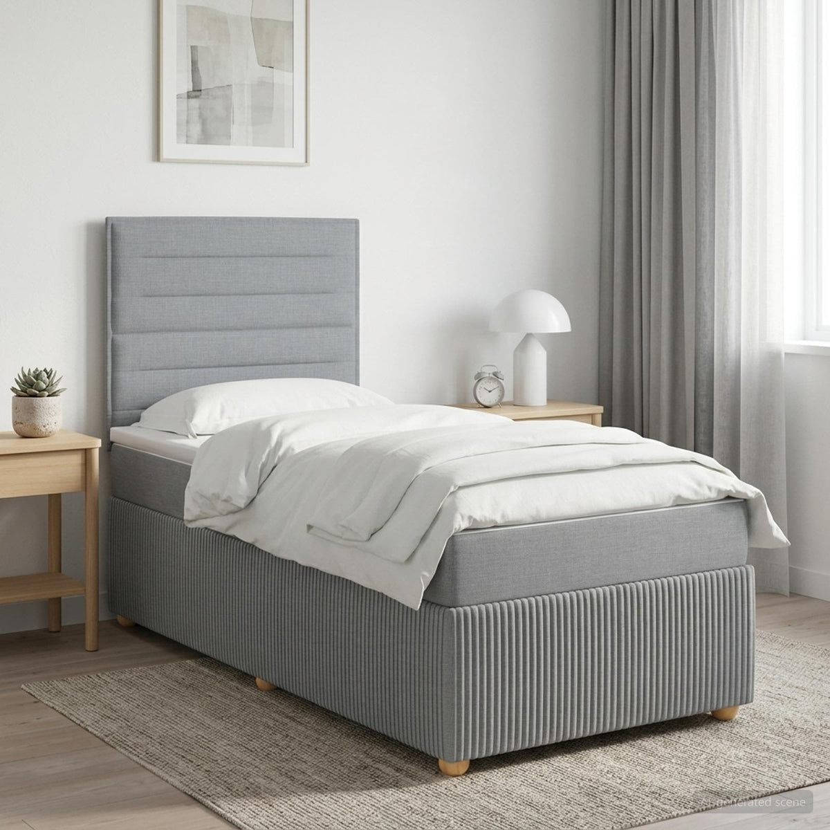vidaXL Łóżko z box spring LED z materacem jasnoszary 90 x 190 cm