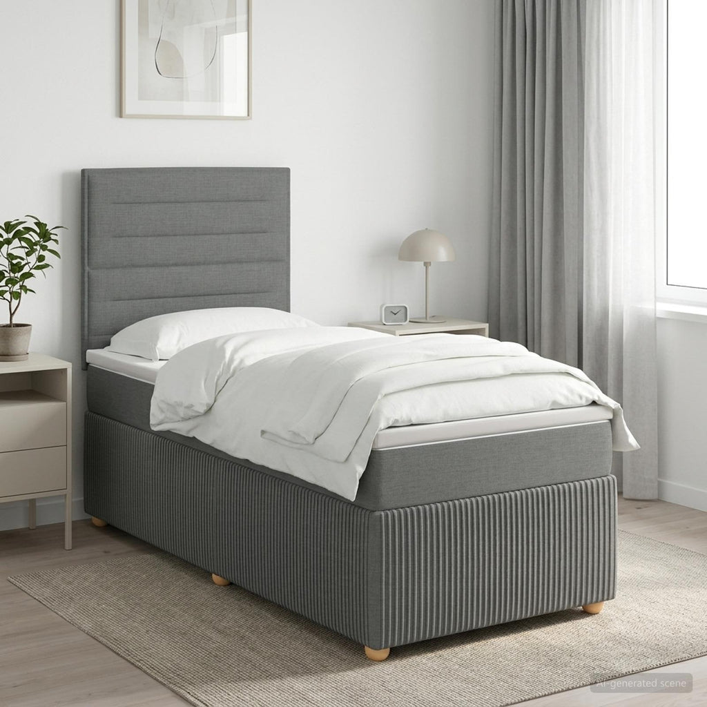 vidaXL Łóżko z box spring LED z materacem ciemnoszary 90 x 190 cm