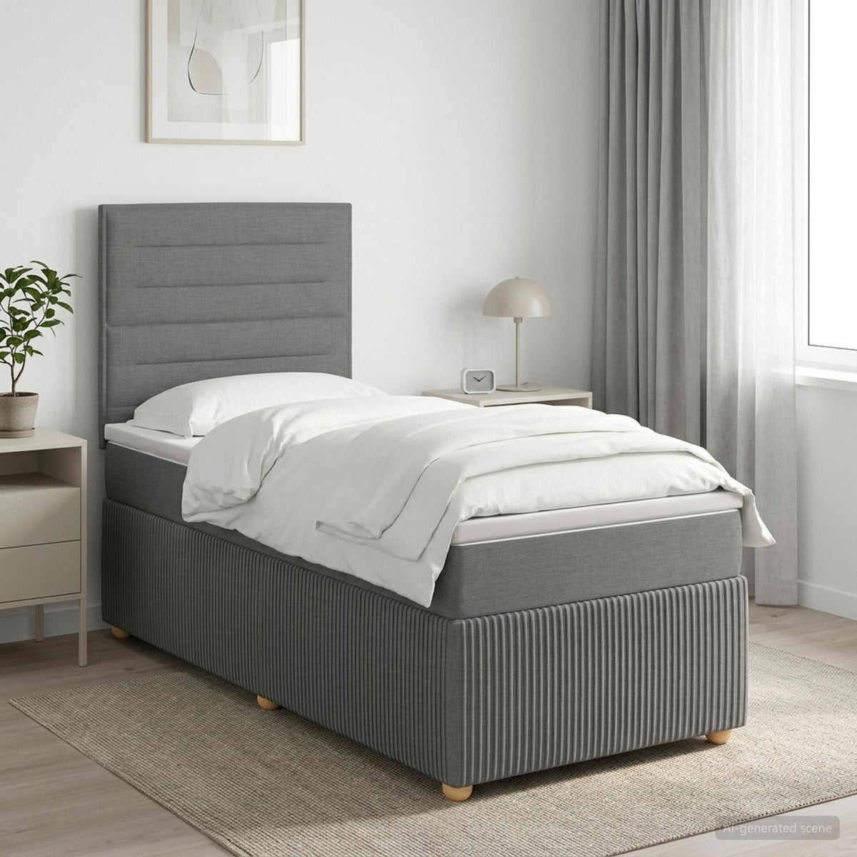 vidaXL Łóżko z box spring LED z materacem ciemnoszary 90 x 190 cm