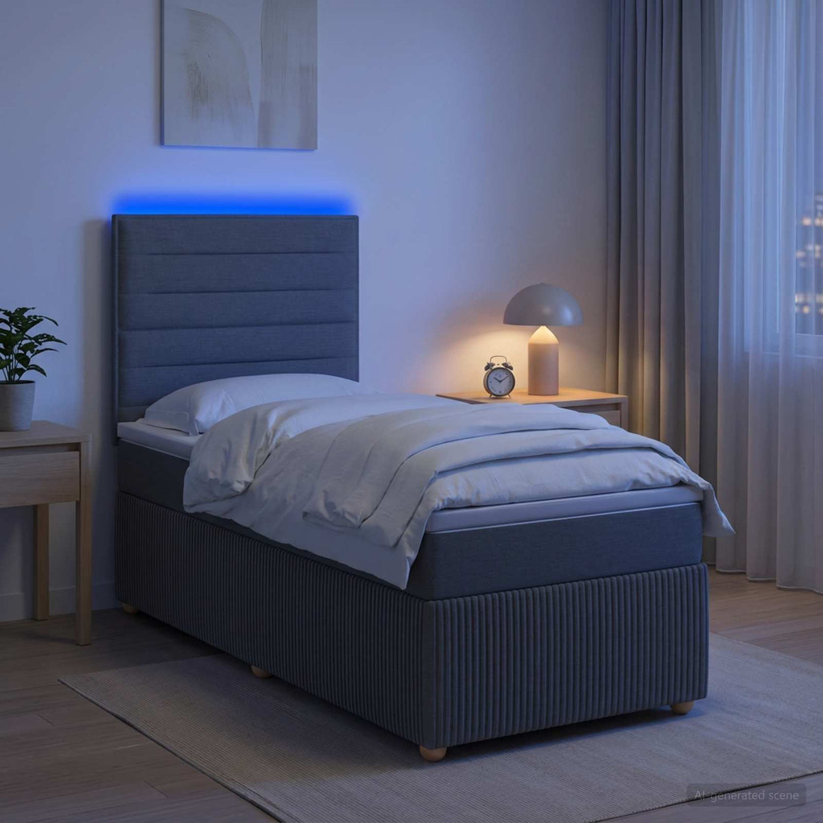 vidaXL Łóżko z box spring LED z materacem ciemnoszary 90 x 190 cm