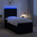 vidaXL Łóżko z box spring LED z materacem Czarny 100 x 200 cm tkanina