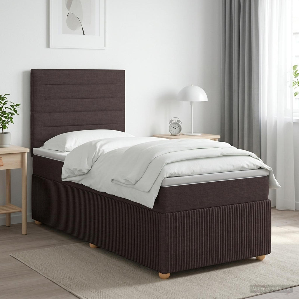 vidaXL Łóżko z box spring LED z materacem Ciemny brąz 100 x 200 cm