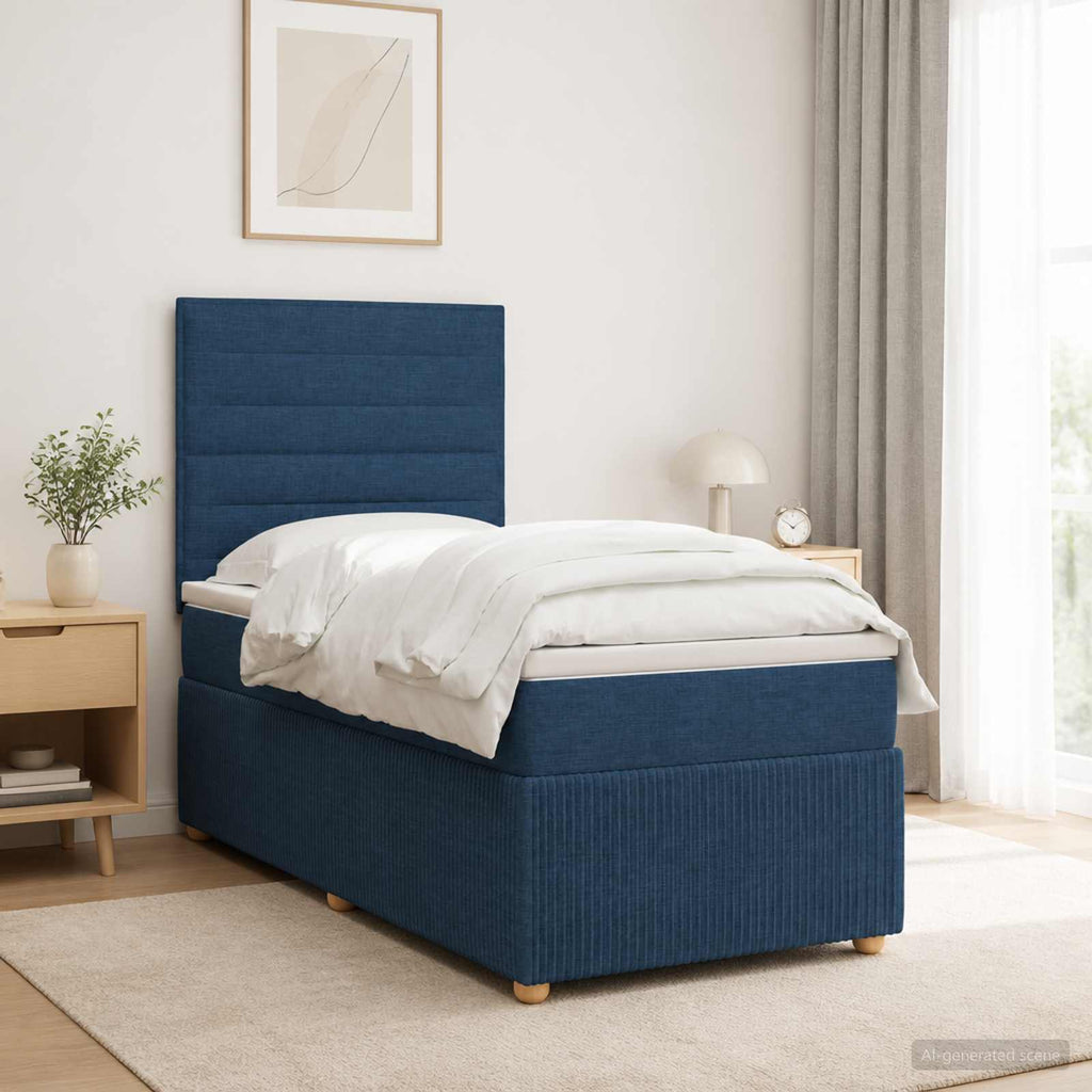 vidaXL Łóżko z box spring LED z materacem niebieski 100 x 200 cm