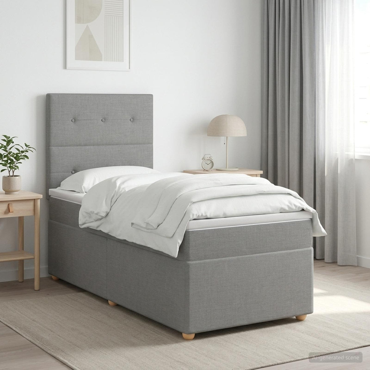 vidaXL Łóżko z box spring LED z materacem jasnoszary 100 x 200 cm