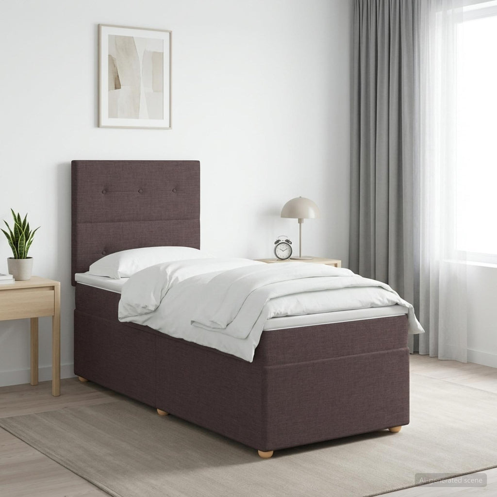 vidaXL Łóżko z box spring LED z materacem Ciemny brąz 90 x 200 cm