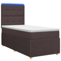 vidaXL Łóżko z box spring LED z materacem Ciemny brąz 80 x 200 cm