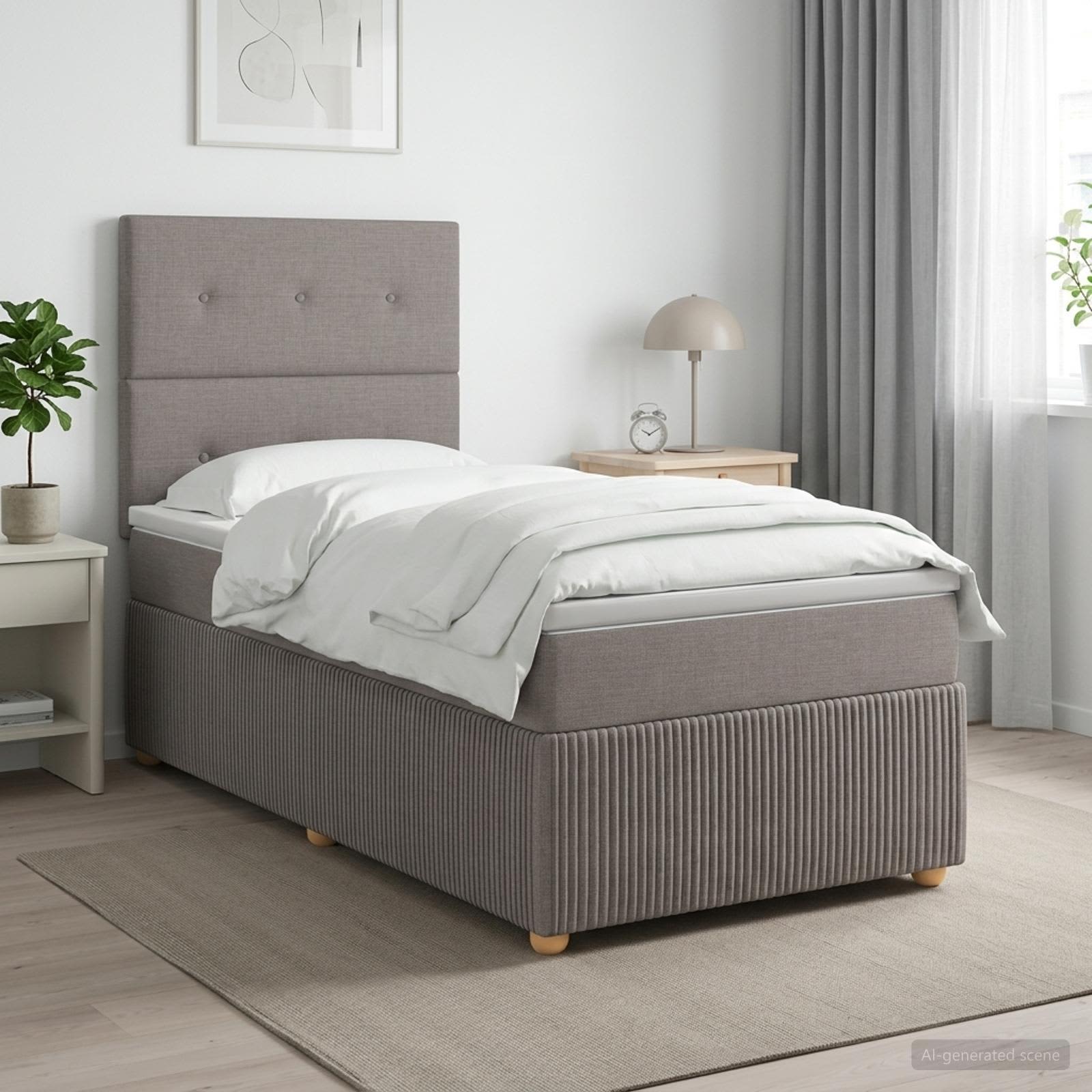 vidaXL Łóżko z box spring LED z materacem Ciemnoszary 100 x 200 cm