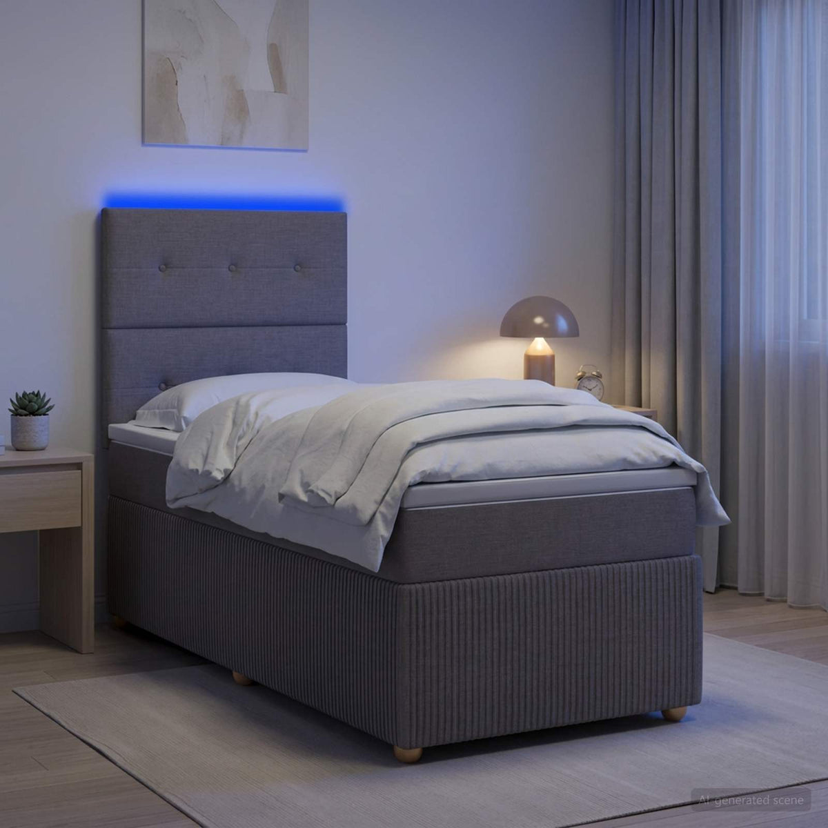 vidaXL Łóżko z box spring LED z materacem Ciemnoszary 100 x 200 cm