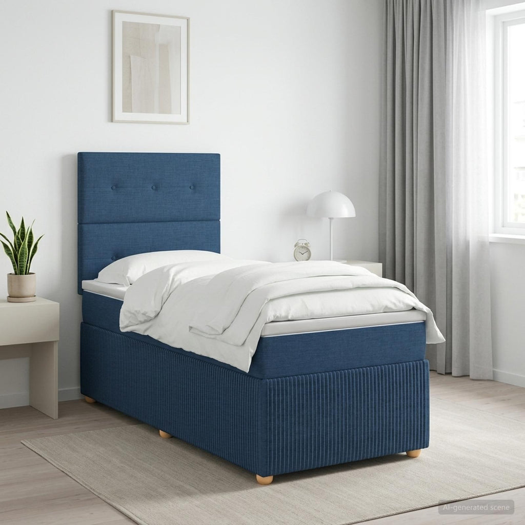 vidaXL Łóżko z box spring LED z materacem niebieski 90 x 200 cm