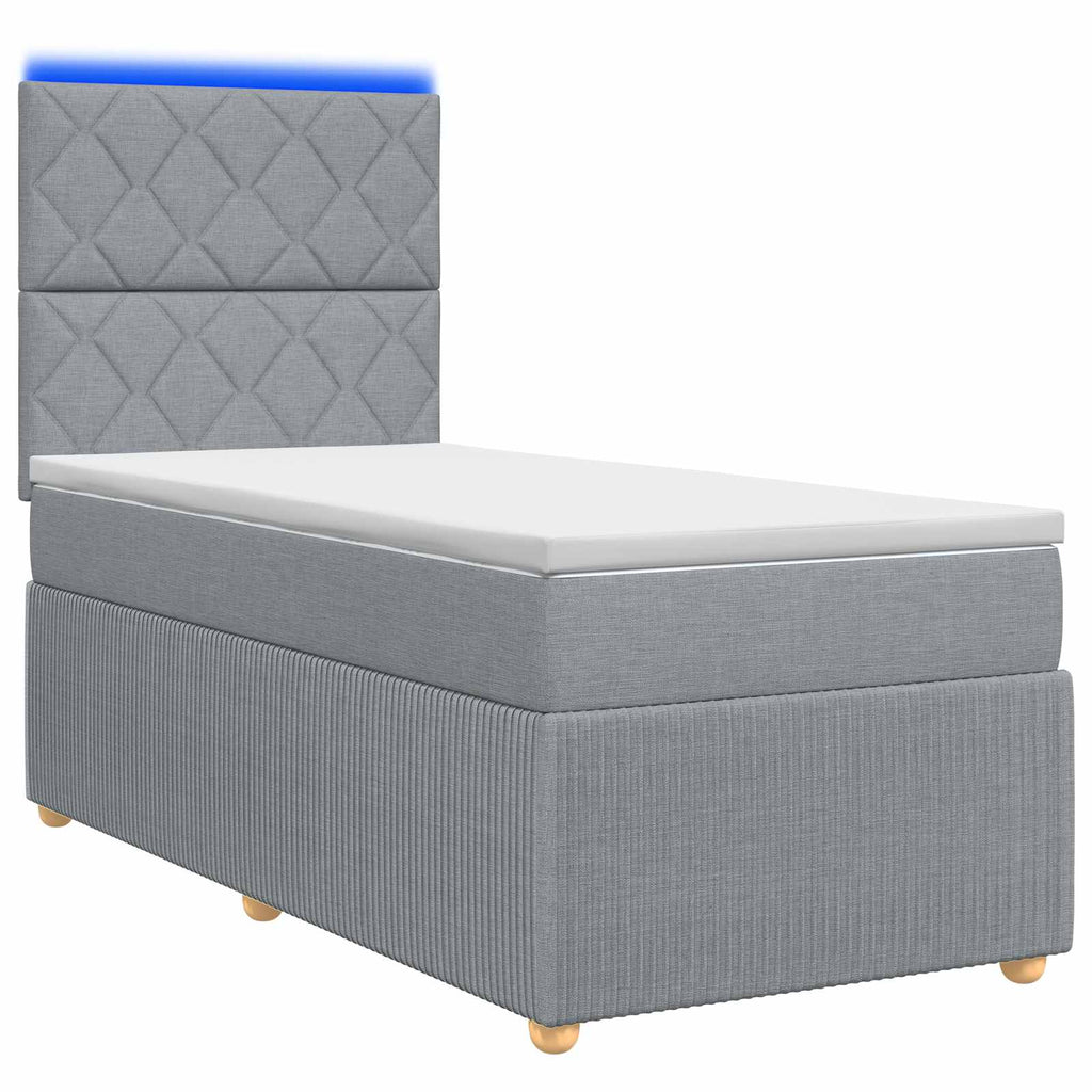 vidaXL Łóżko z box spring LED z materacem jasnoszary 80 x 200 cm