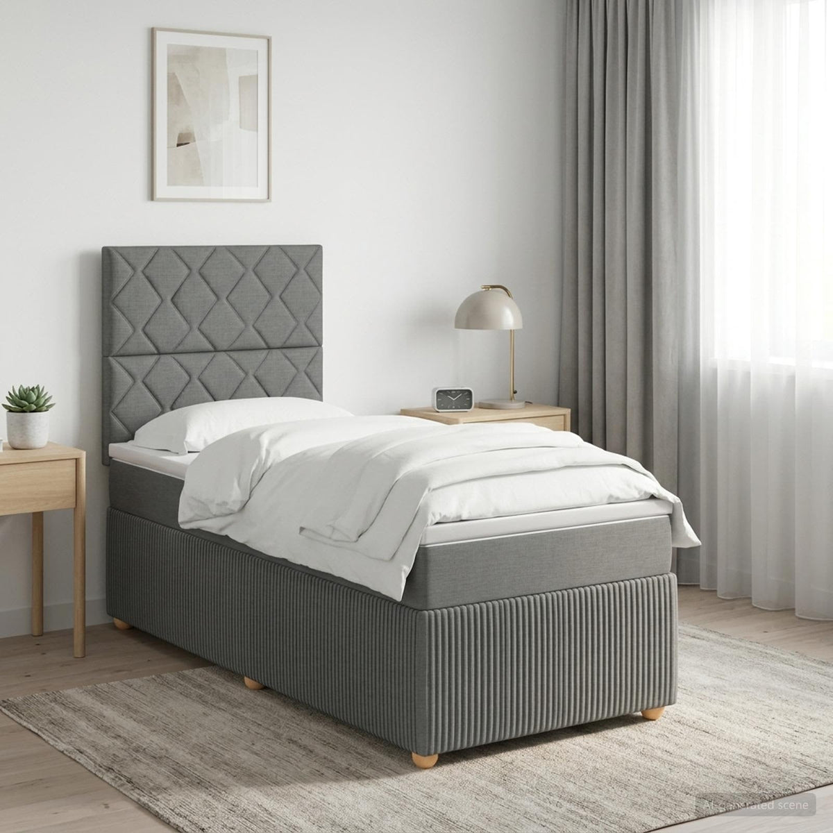 vidaXL Łóżko z box spring LED z materacem ciemnoszary 90 x 190 cm