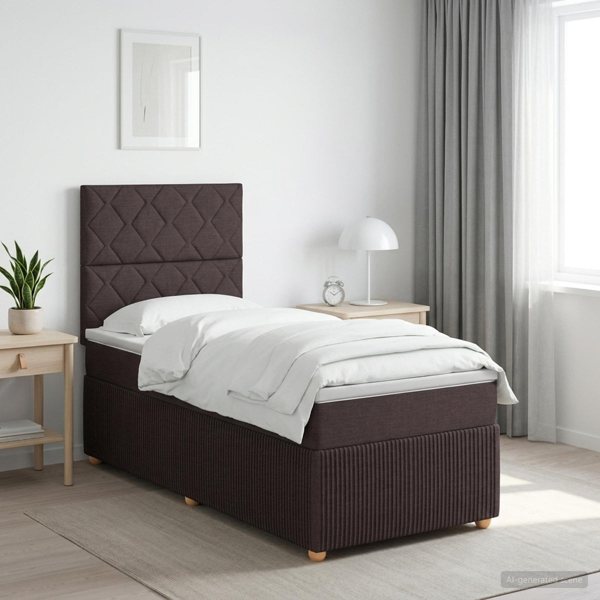 vidaXL Łóżko z box spring LED z materacem Ciemny brąz 90 x 200 cm