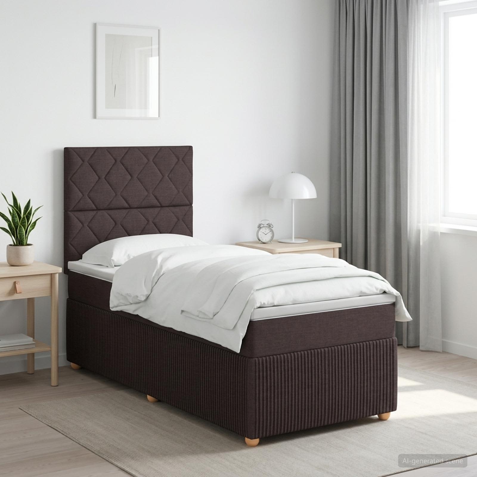 vidaXL Łóżko z box spring LED z materacem Ciemny brąz 80 x 200 cm