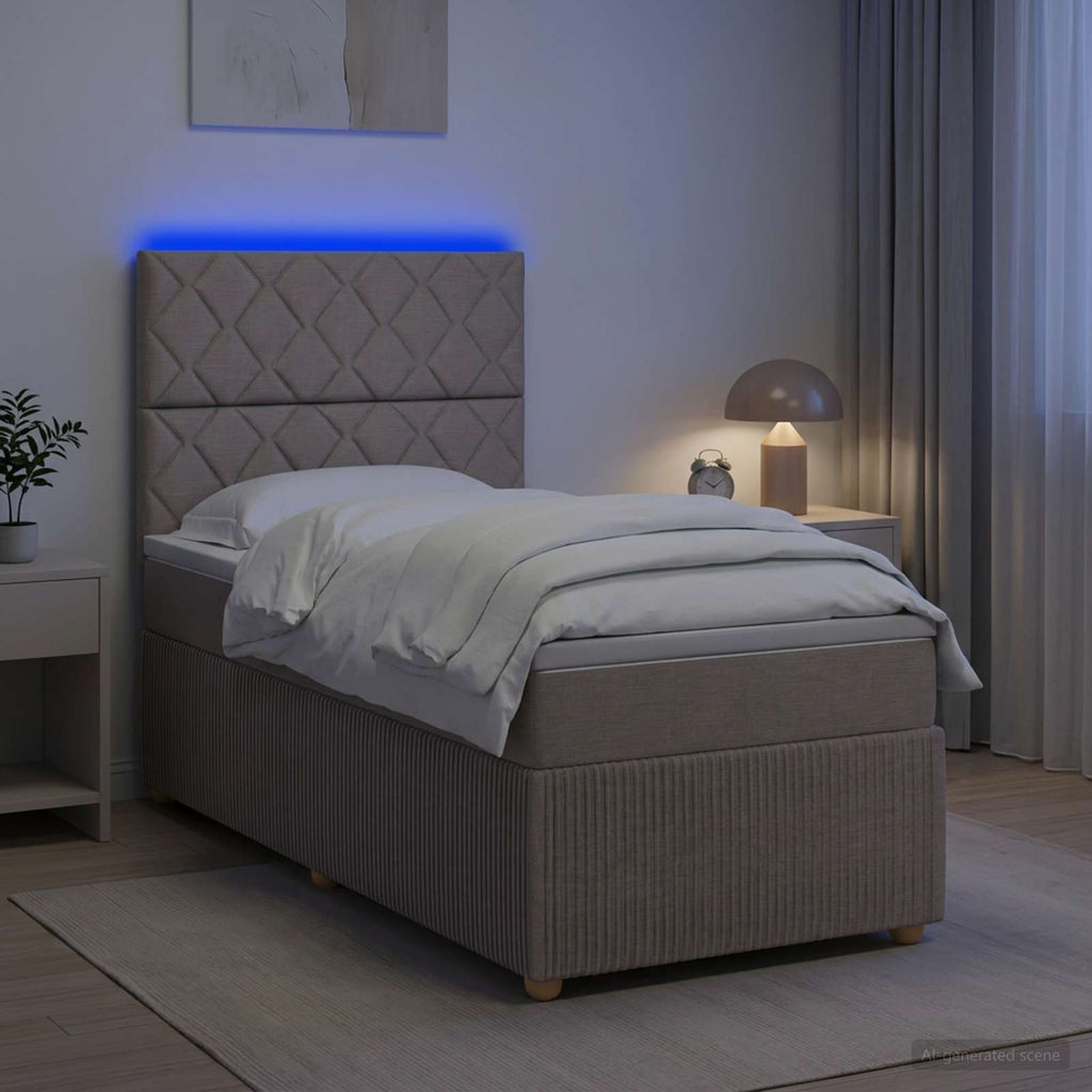 vidaXL Łóżko z box spring LED z materacem Ciemnoszary 90 x 190 cm