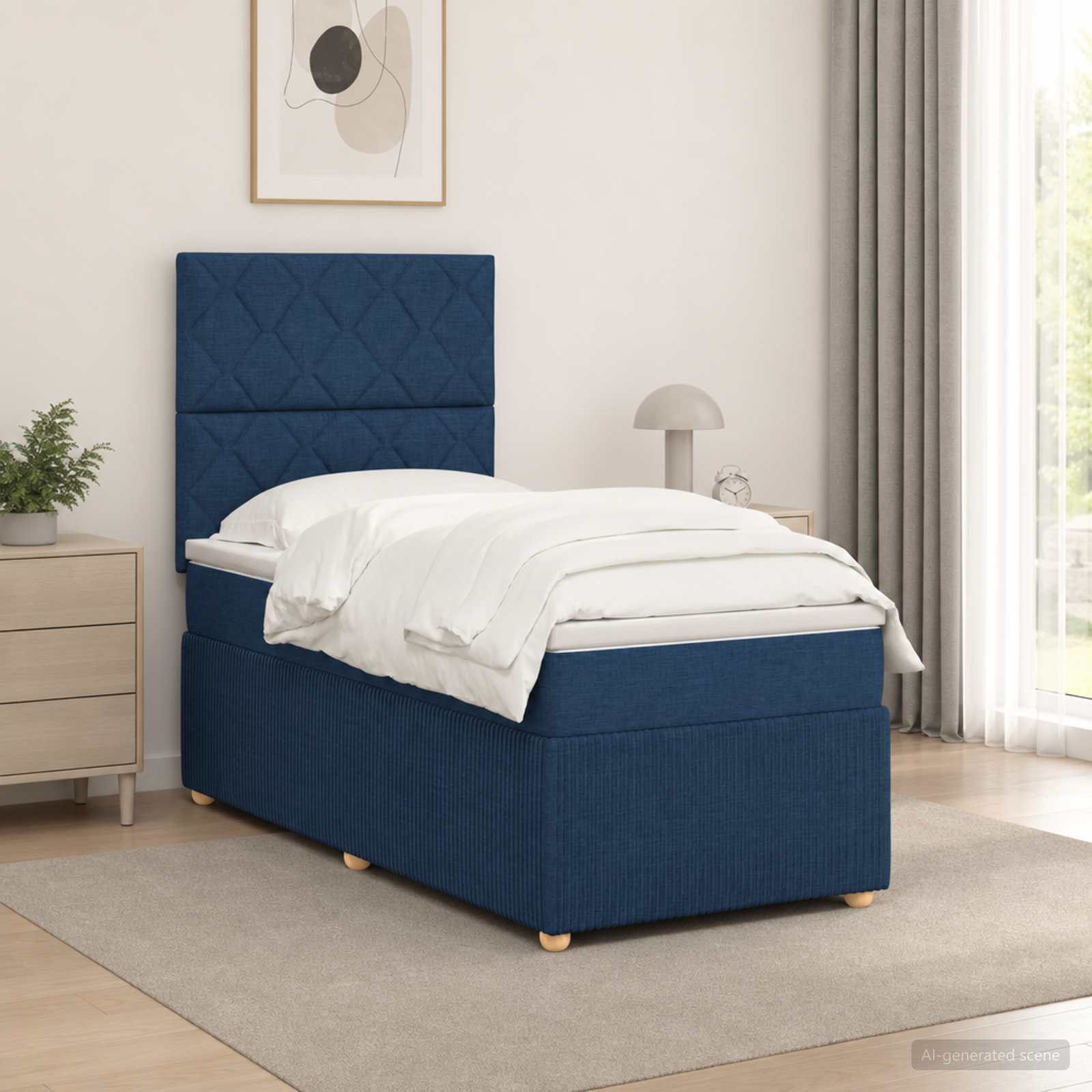 vidaXL Łóżko z box spring LED z materacem niebieski 90 x 190 cm