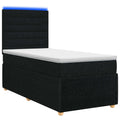 vidaXL Łóżko z box spring LED z materacem Czarny 90 x 190 cm tkanina