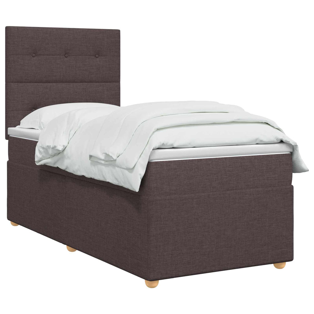 vidaXL Łóżko z box spring LED z materacem Ciemny brąz 90 x 190 cm
