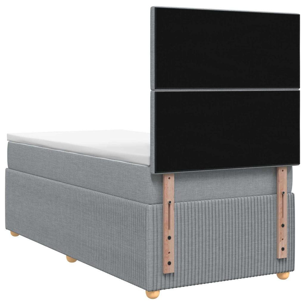 vidaXL Łóżko z box spring LED z materacem jasnoszary 90 x 190 cm