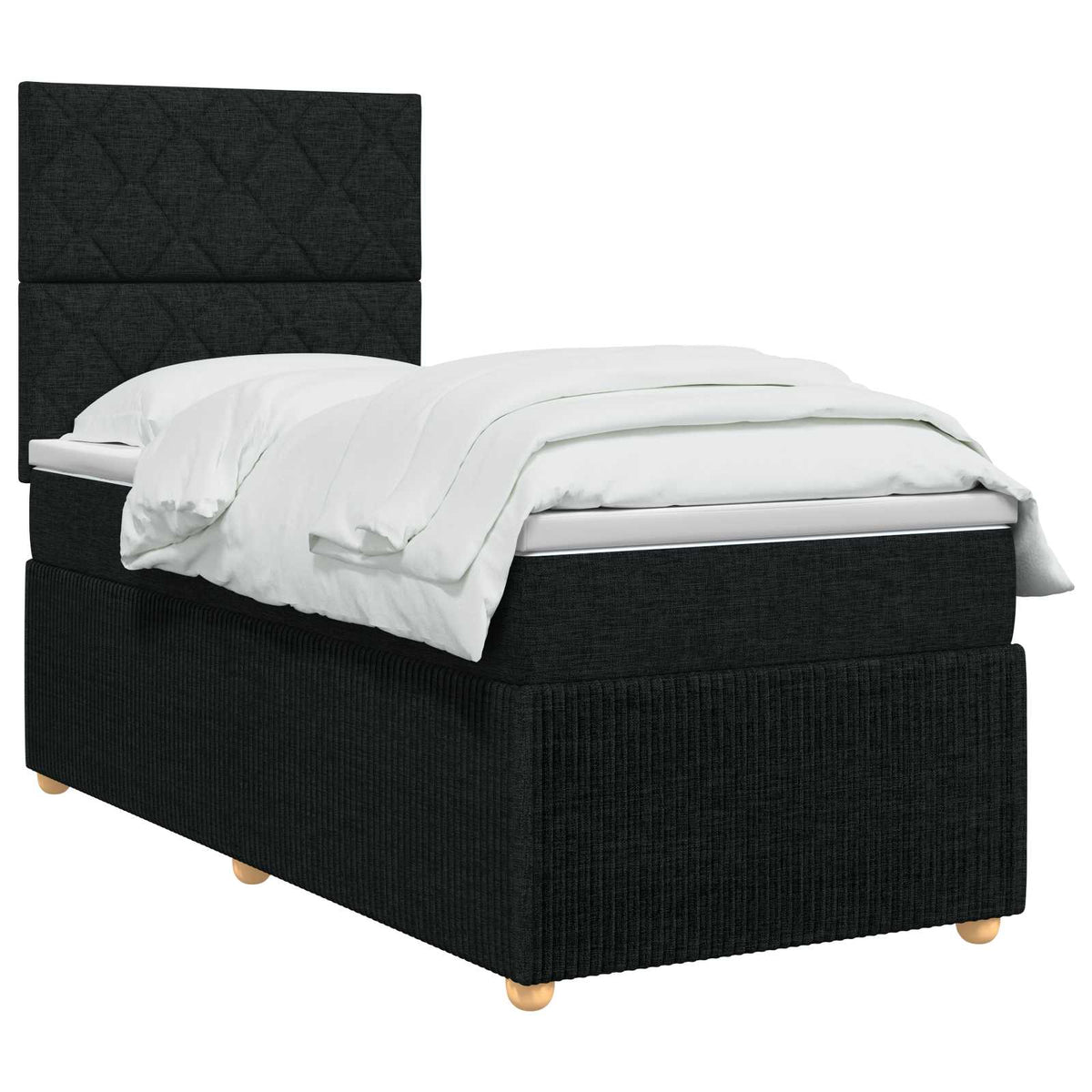 vidaXL Łóżko z box spring LED z materacem Czarny 90 x 190 cm tkanina