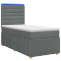 vidaXL Łóżko z box spring LED z materacem ciemnoszary 90 x 200 cm