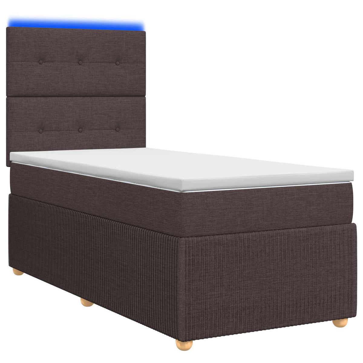 vidaXL Łóżko z box spring LED z materacem Ciemny brąz 90 x 200 cm