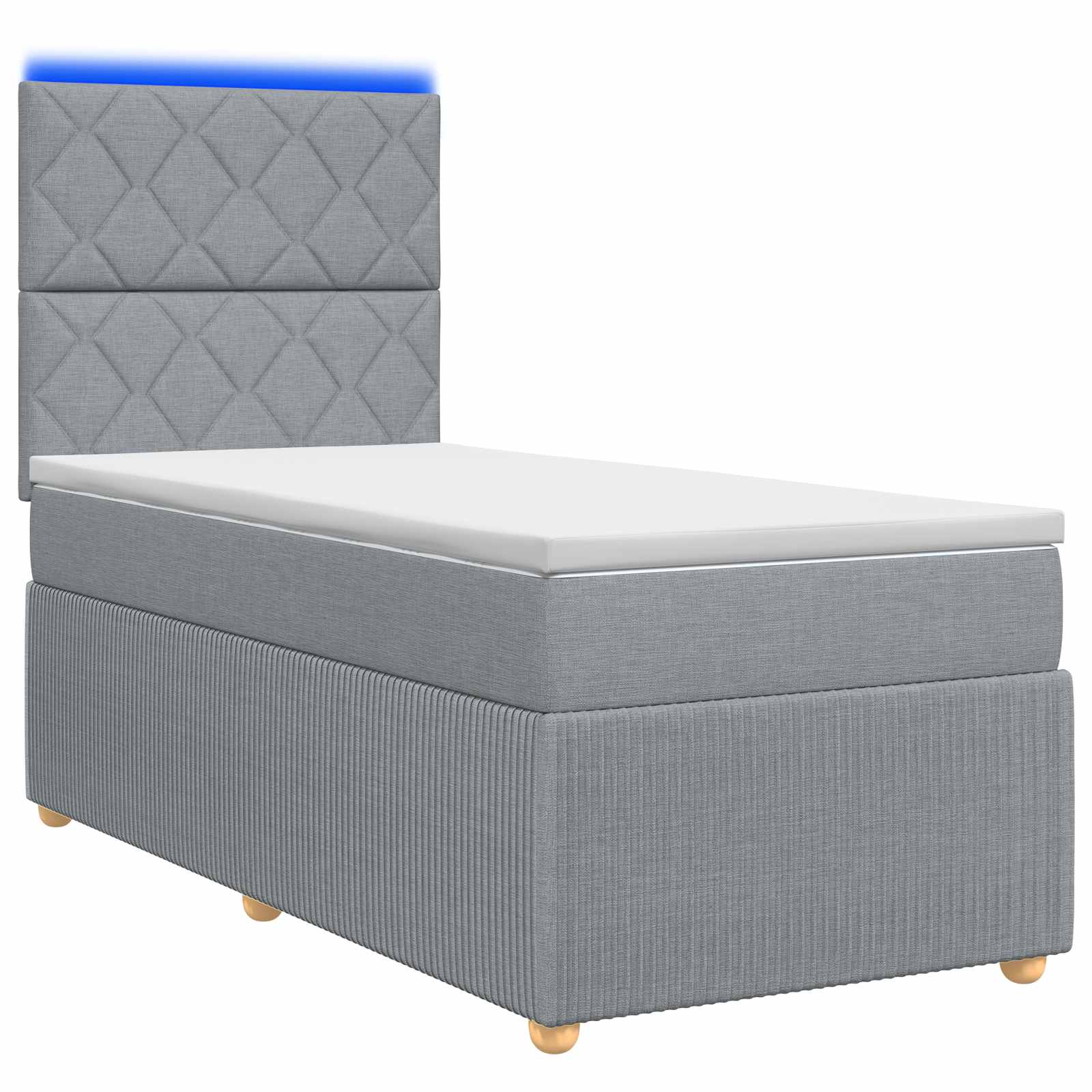 vidaXL Łóżko z box spring LED z materacem jasnoszary 90 x 200 cm