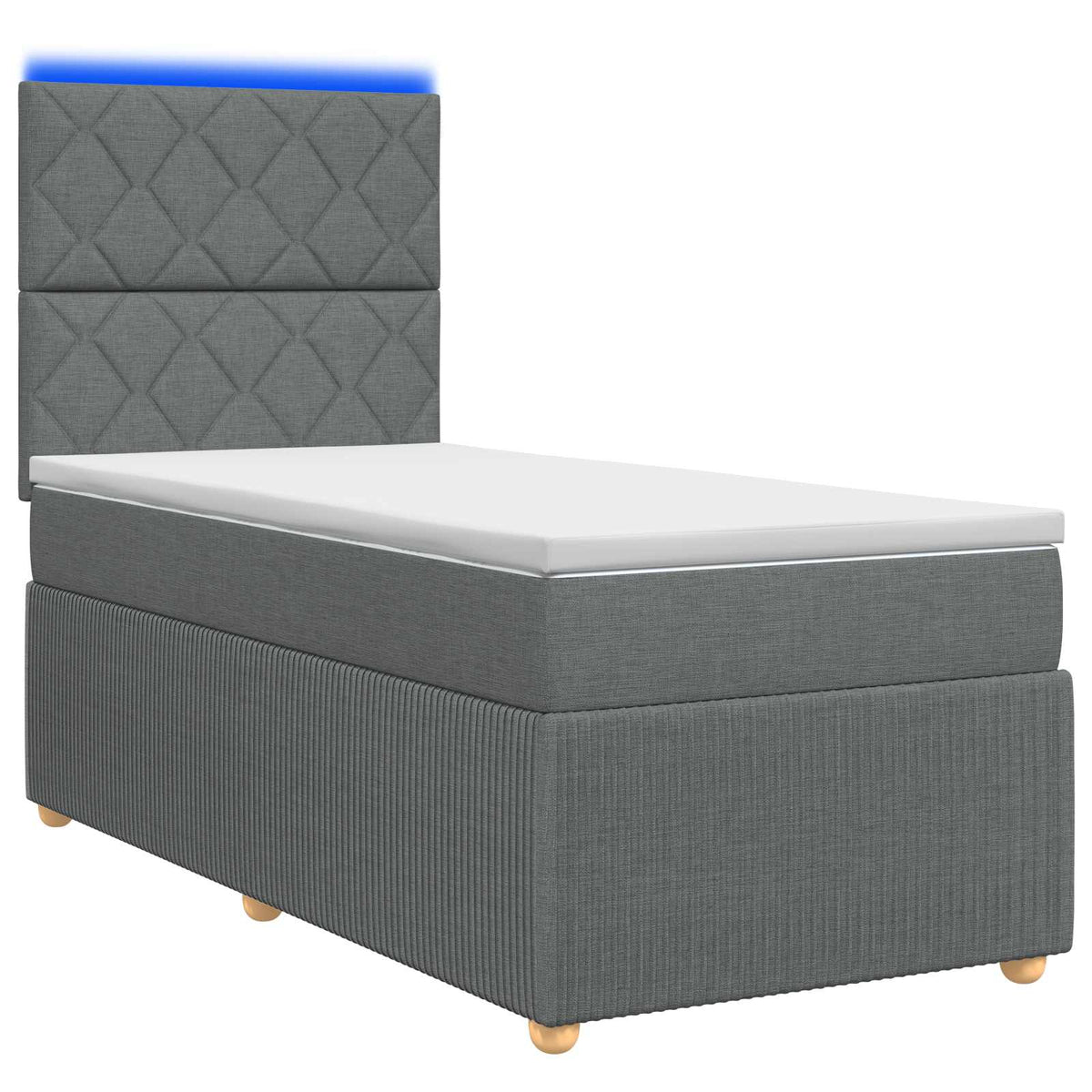 vidaXL Łóżko z box spring LED z materacem ciemnoszary 90 x 200 cm