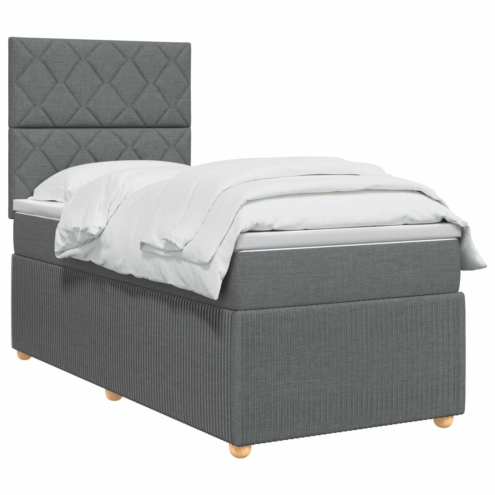 vidaXL Łóżko z box spring LED z materacem ciemnoszary 90 x 200 cm