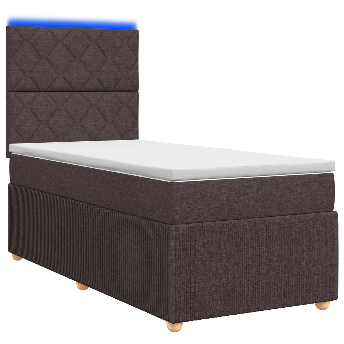 vidaXL Łóżko z box spring LED z materacem Ciemny brąz 90 x 200 cm