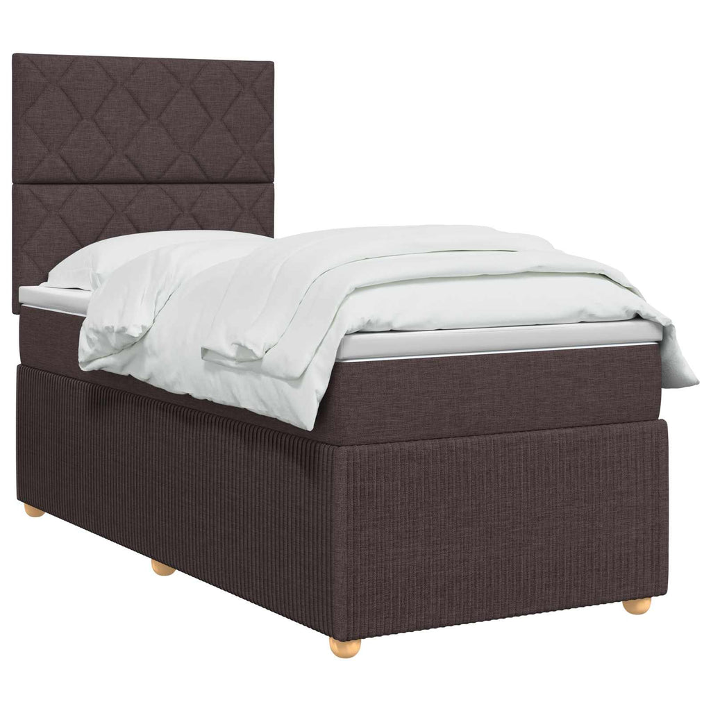 vidaXL Łóżko z box spring LED z materacem Ciemny brąz 90 x 200 cm