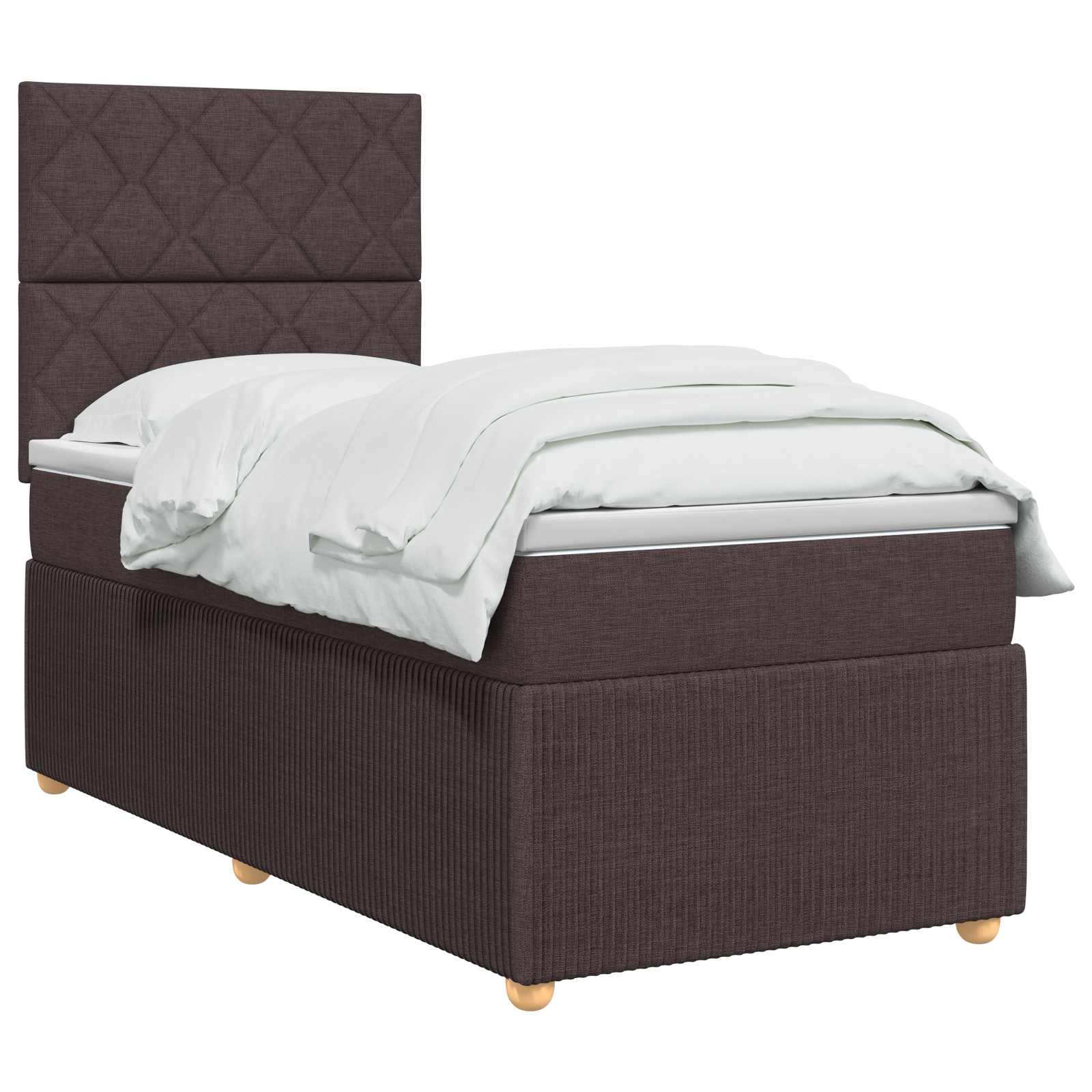 vidaXL Łóżko z box spring LED z materacem Ciemny brąz 90 x 200 cm