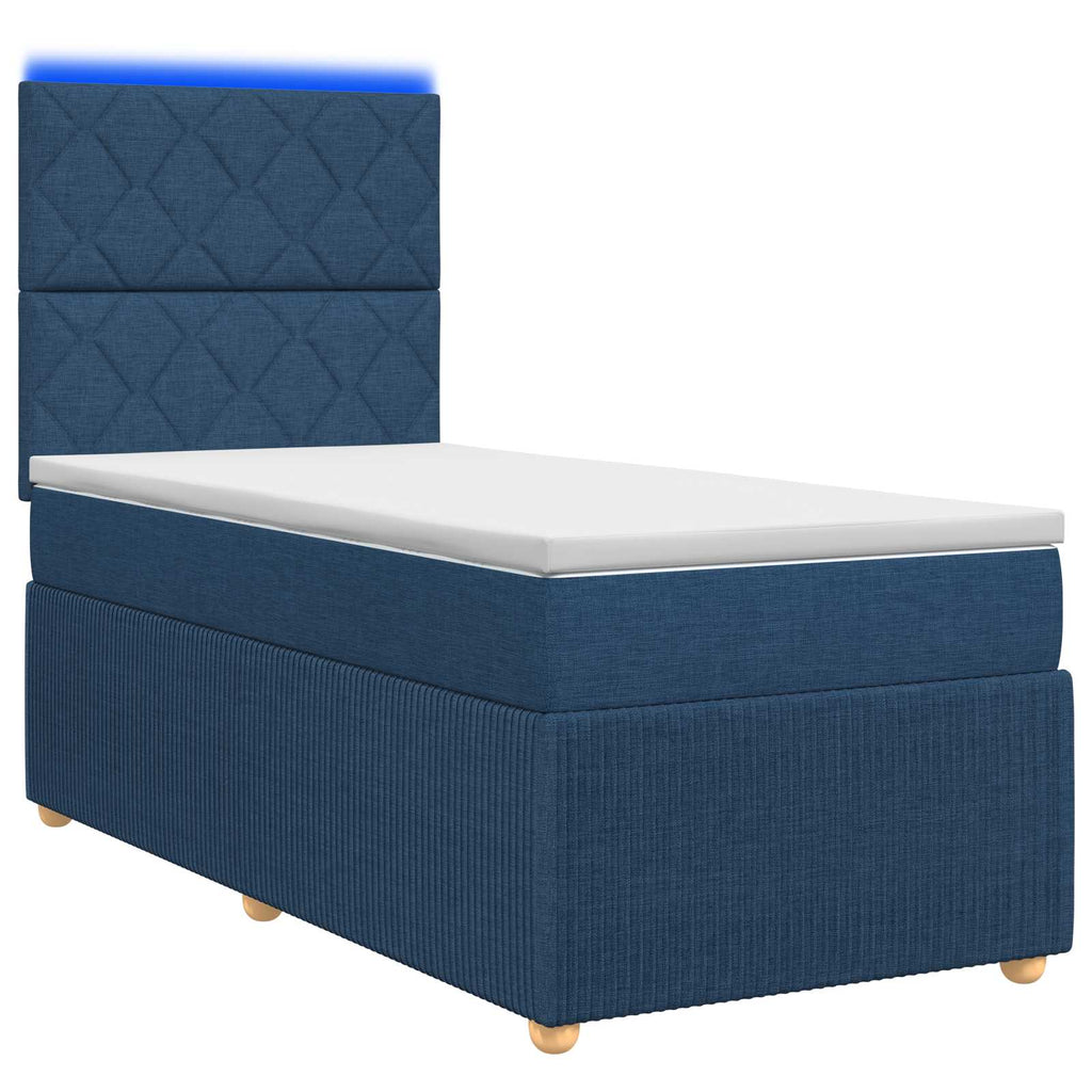 vidaXL Łóżko z box spring LED z materacem niebieski 90 x 200 cm