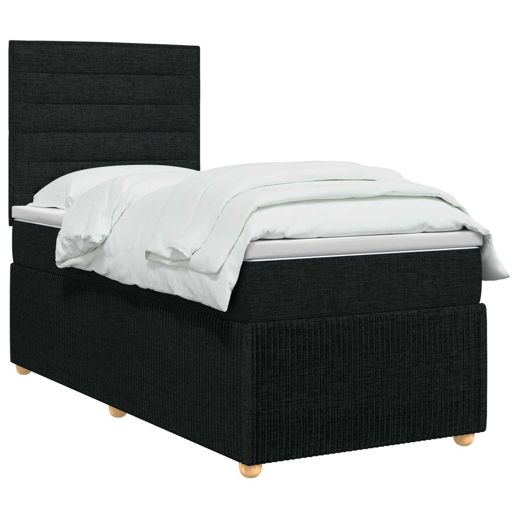 vidaXL Łóżko z box spring LED z materacem Czarny 100 x 200 cm tkanina