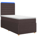 vidaXL Łóżko z box spring LED z materacem Ciemny brąz 100 x 200 cm