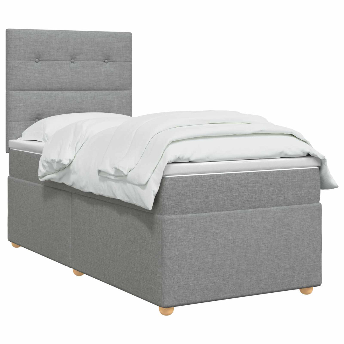 vidaXL Łóżko z box spring LED z materacem jasnoszary 100 x 200 cm