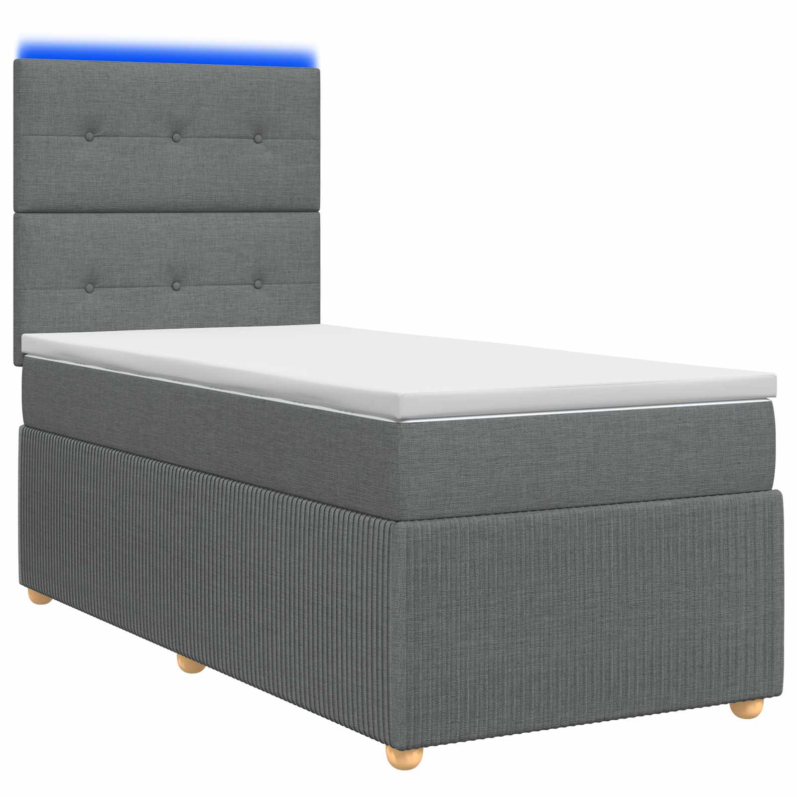 vidaXL Łóżko z box spring LED z materacem ciemnoszary 100 x 200 cm