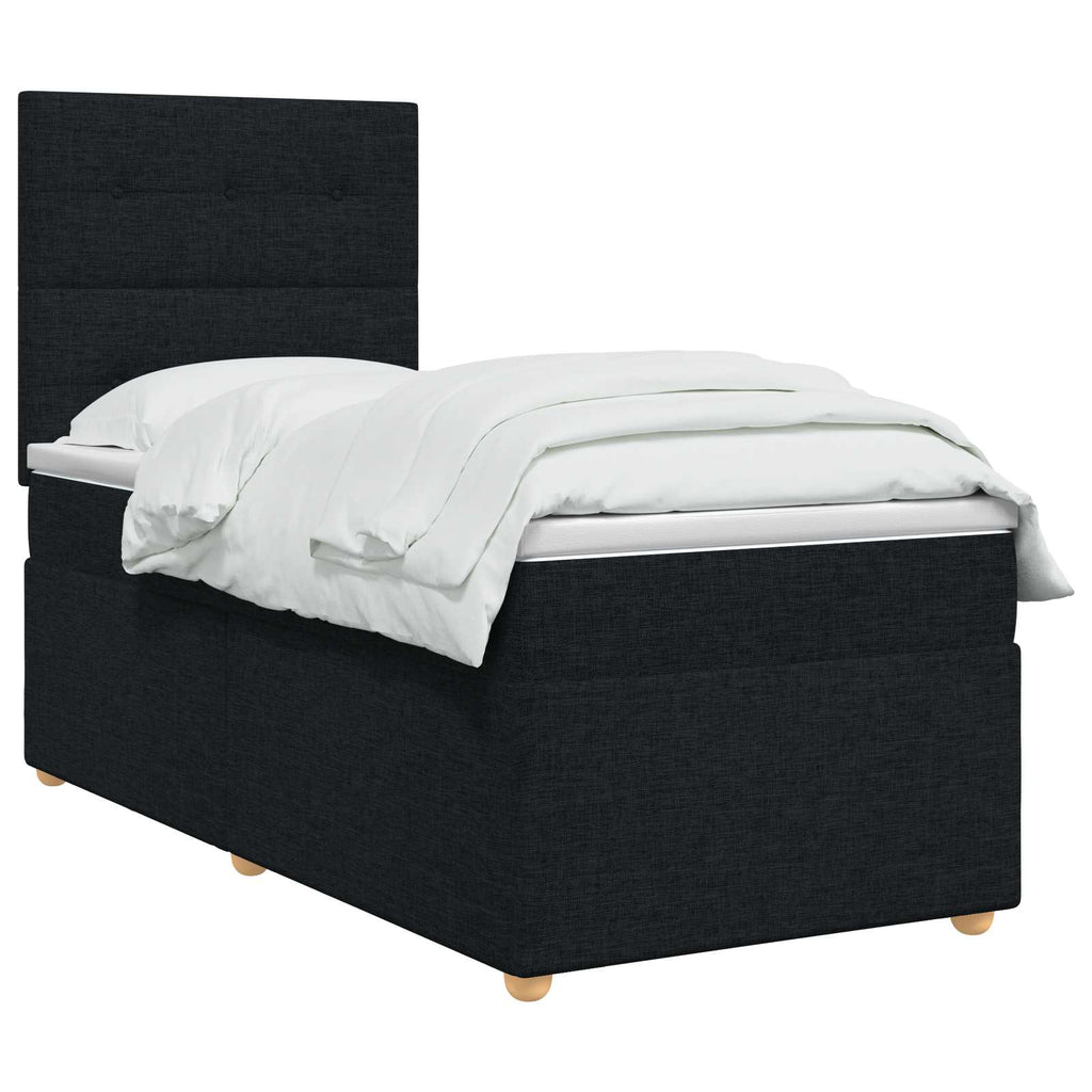 vidaXL Łóżko z box spring LED z materacem Czarny 100 x 200 cm tkanina